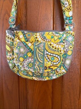 Vera Bradley Lizzy crossbody bag in the retired Lemon Parfait pattern.